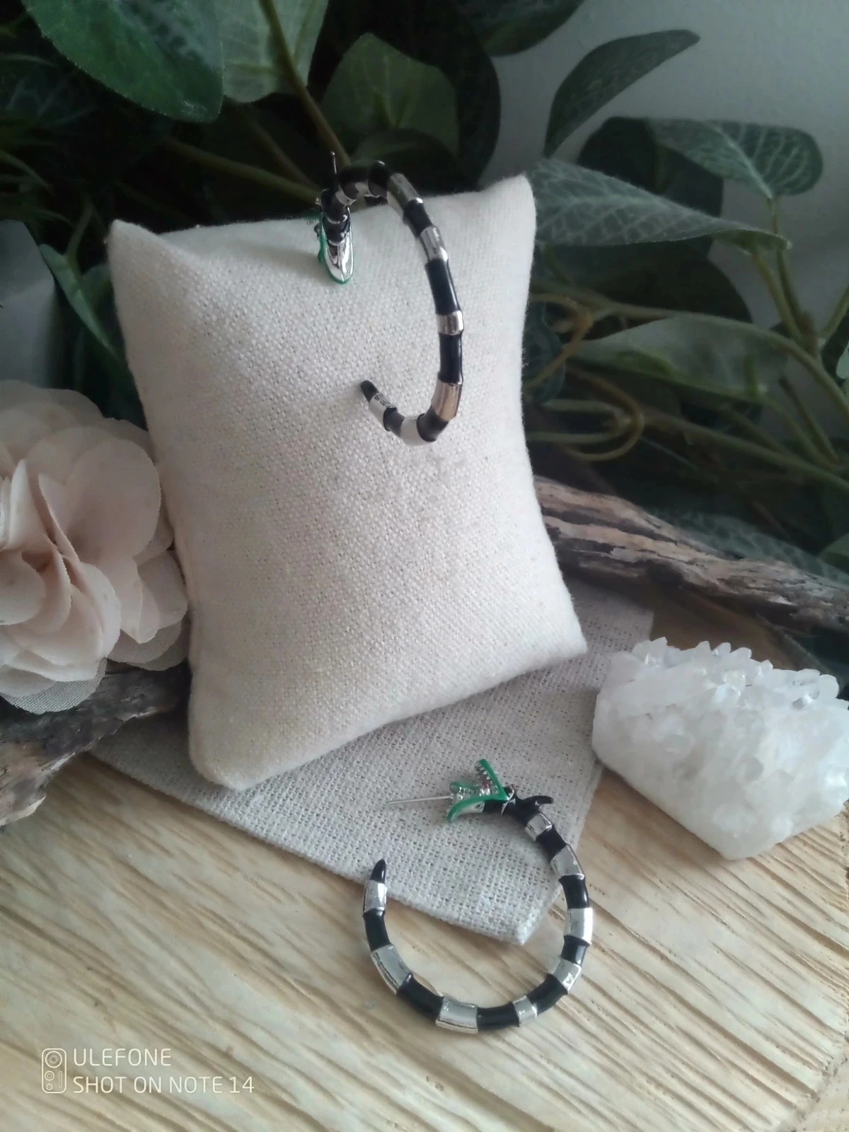 Boucles d'oreilles dragons anneaux argenté et boir – photo 2
